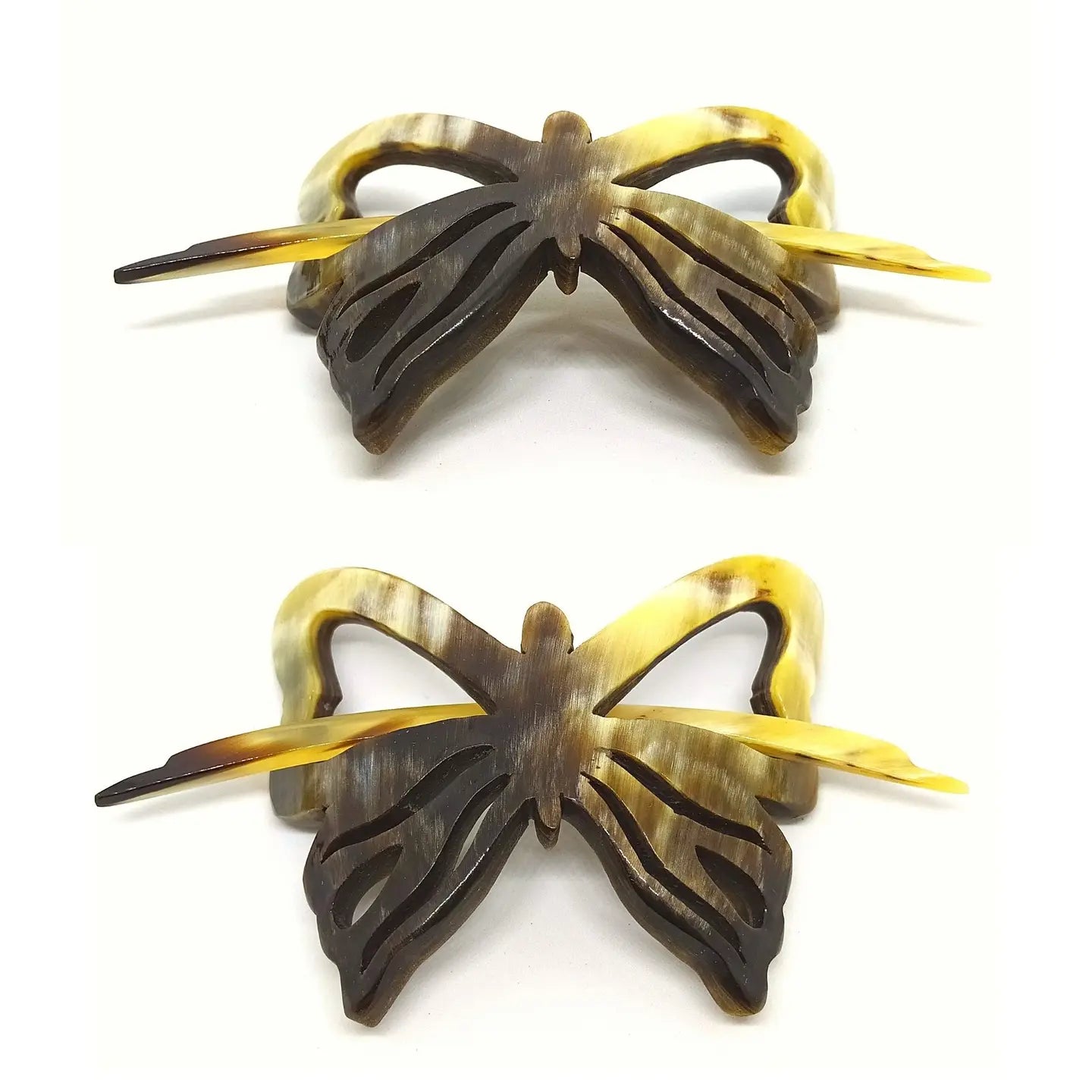 Recycled Bull Horn Hair Pin Butterfly