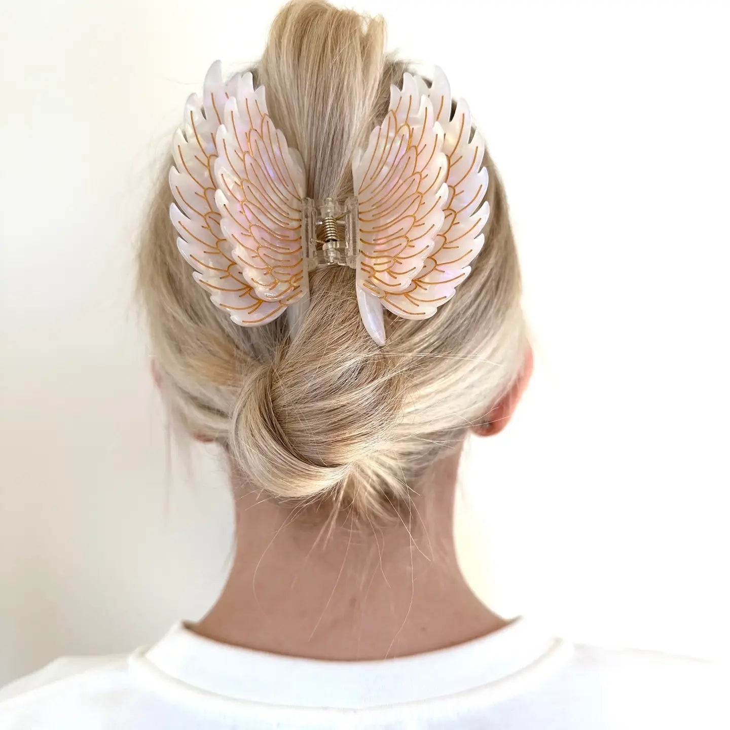 Hand-Painted Angel Wings Claw Hair Clip