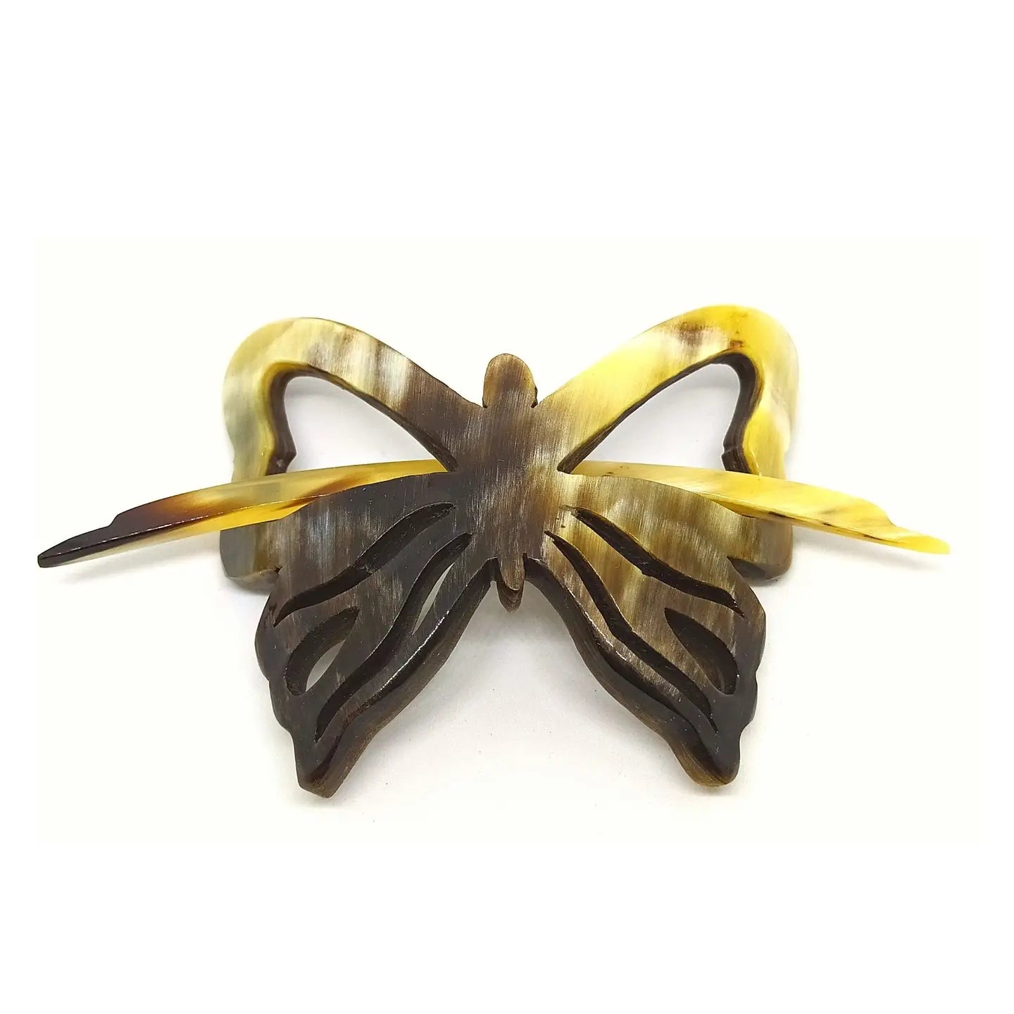 Recycled Bull Horn Hair Pin Butterfly