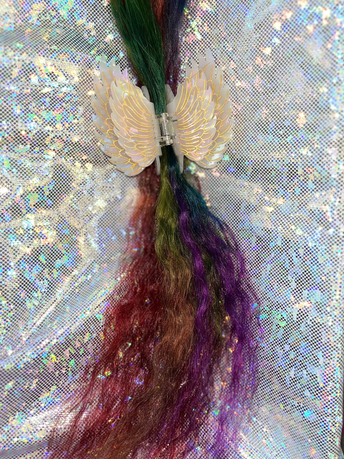 Hand-Painted Angel Wings Claw Hair Clip