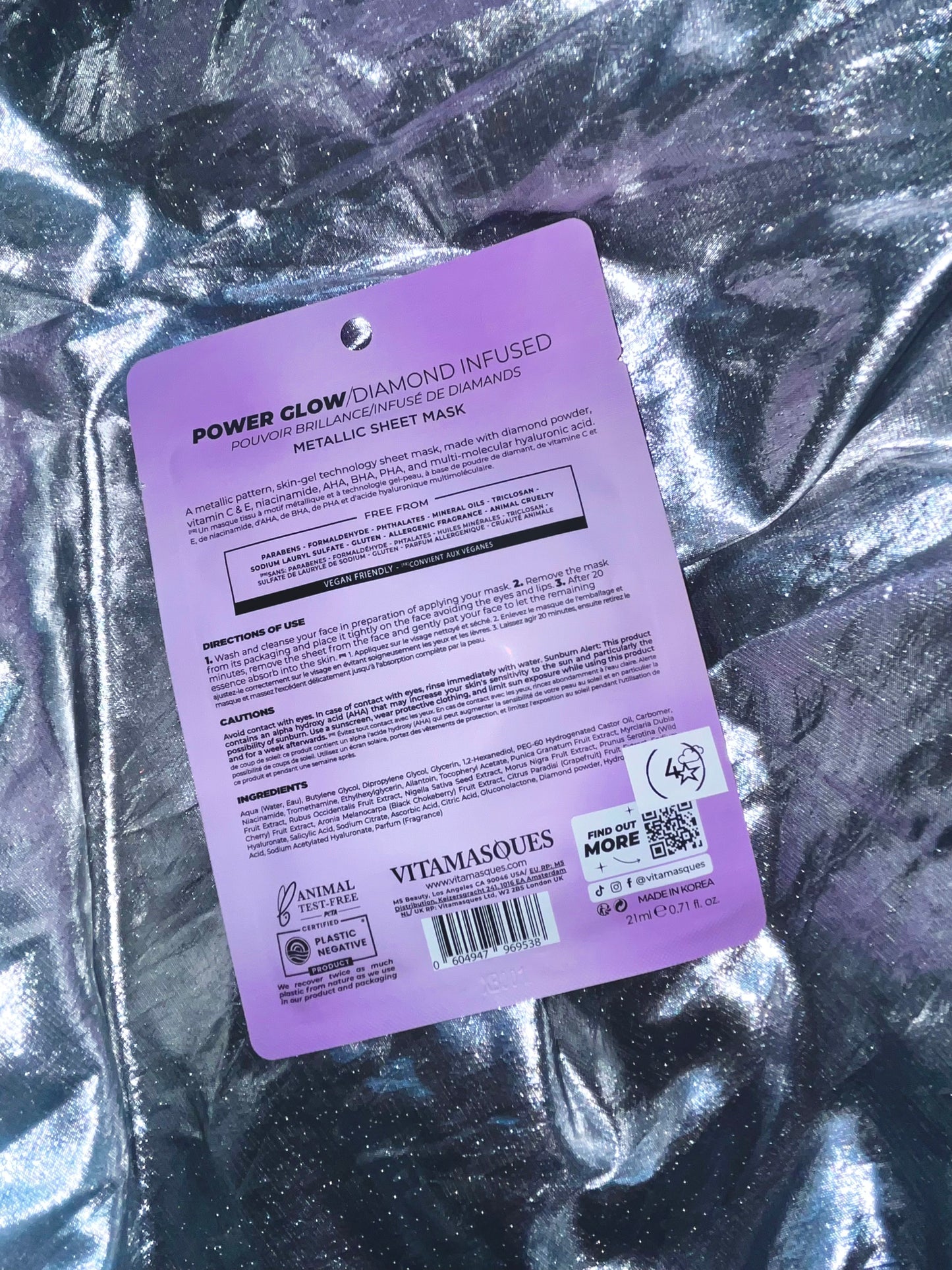 Power Glow Diamond Infused Metallic Face Sheet Mask