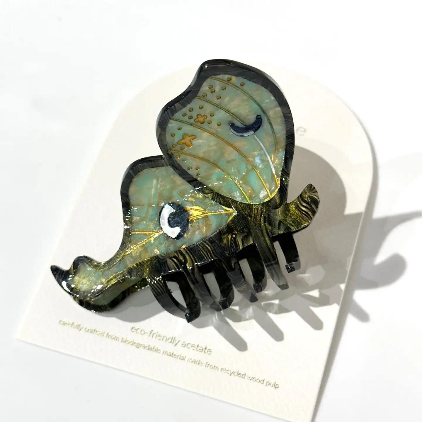 Hand-Painted Luna Moth Claw Hair Clip | Eco-Friendly