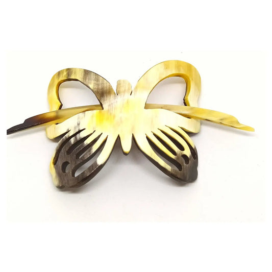 Recycled Bull Horn Hair Pin Butterfly